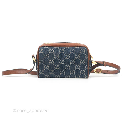 Gucci Ophidia Jacquard Denim Mini Bag Gold Hardware