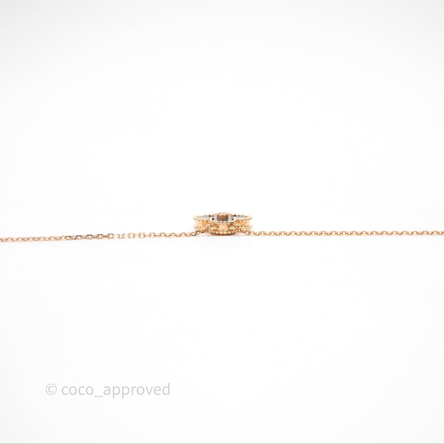 Van Cleef & Arpels Vintage Alhambra Pendant Silver Obsidian Diamond Mother-of-pearl Rose Gold