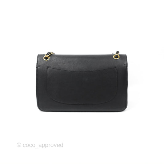 Chanel Pure Jumbo Double Flap Black Caviar Aged Gold Hardware