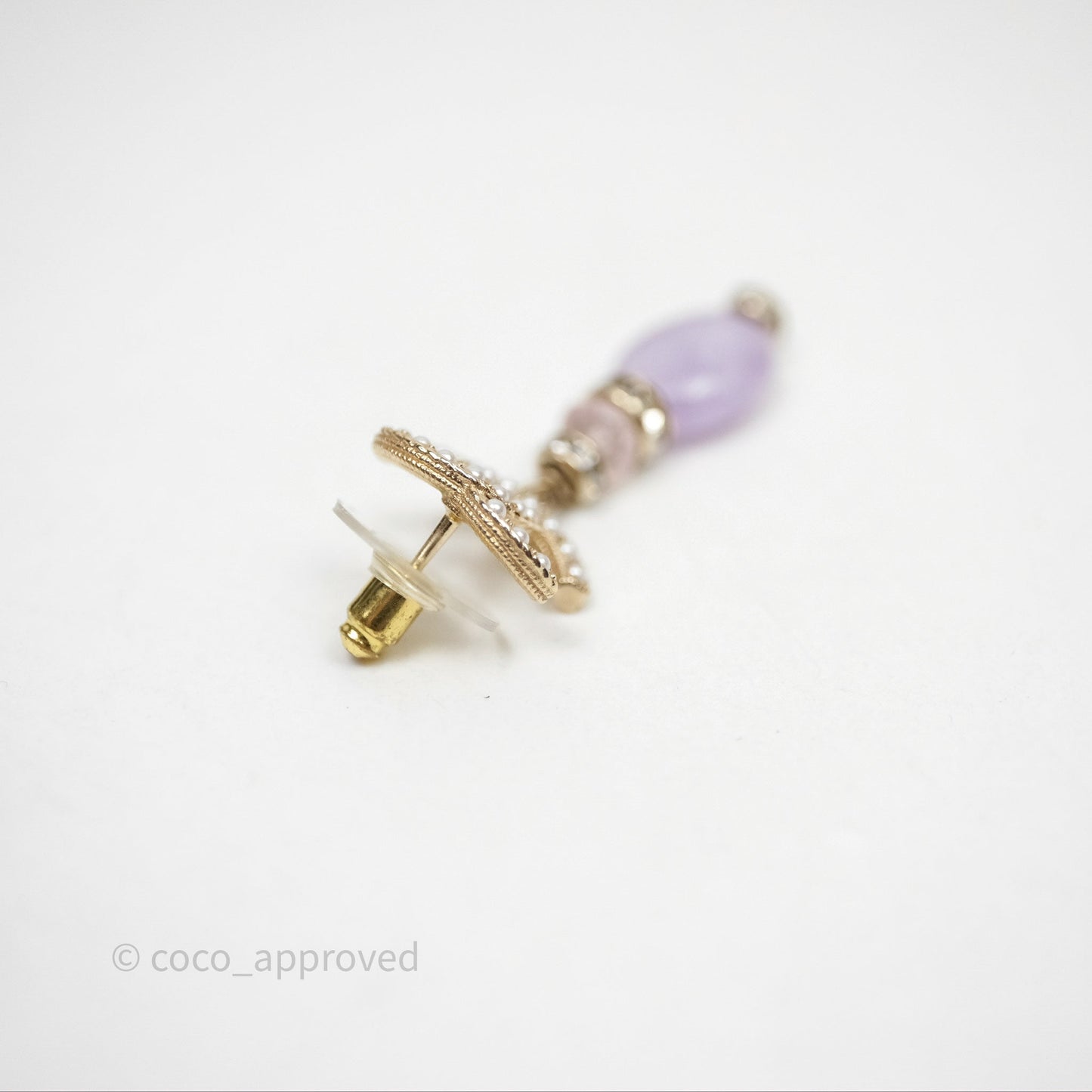 Chanel CC Pearl Drop Crystals & Stone Earrings Gold Tone
