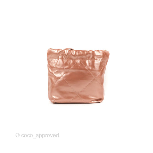 Chanel 22 Mini Bag Metallic Rose Gold Crumpled Calfskin