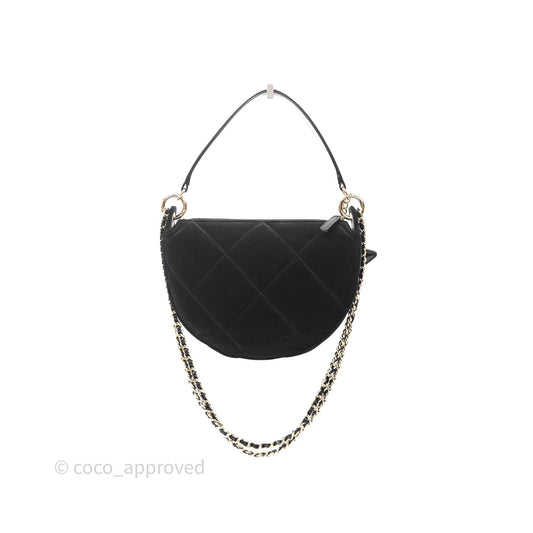 Chanel Clutch With Chain Velvet Effect Nylon Aged Gold Hardware