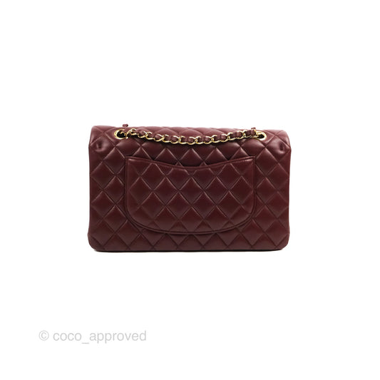 Chanel Classic M/L Medium Flap Quilted Burgundy Lambskin Gold Hardware