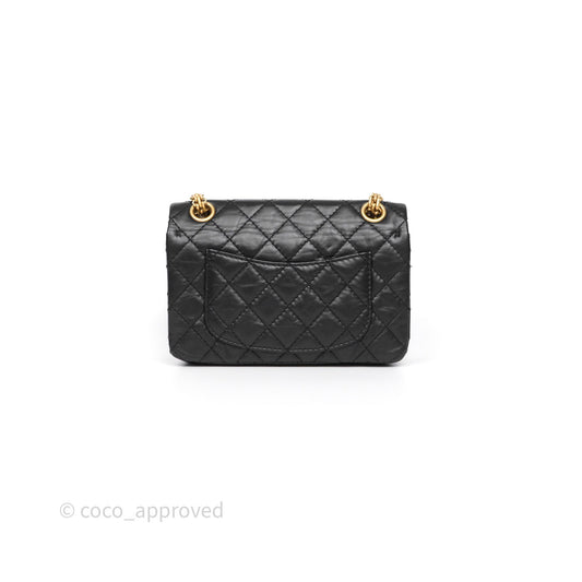 Chanel Mini Reissue 224 Quilted Black Aged Calfskin Aged Gold Hardware