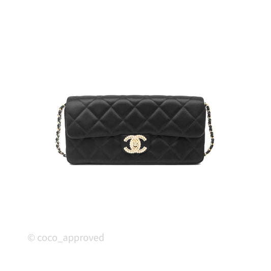 Chanel Pearl CC Clutch with Chain Black Velvet Gold Hardware