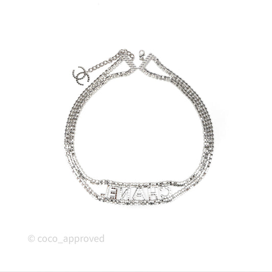 Chanel Crystals Logo Chain Belt Silver Tone 18S