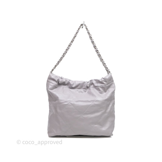 Chanel 22 Small Grey Aged Calfskin Matte Silver Hardware