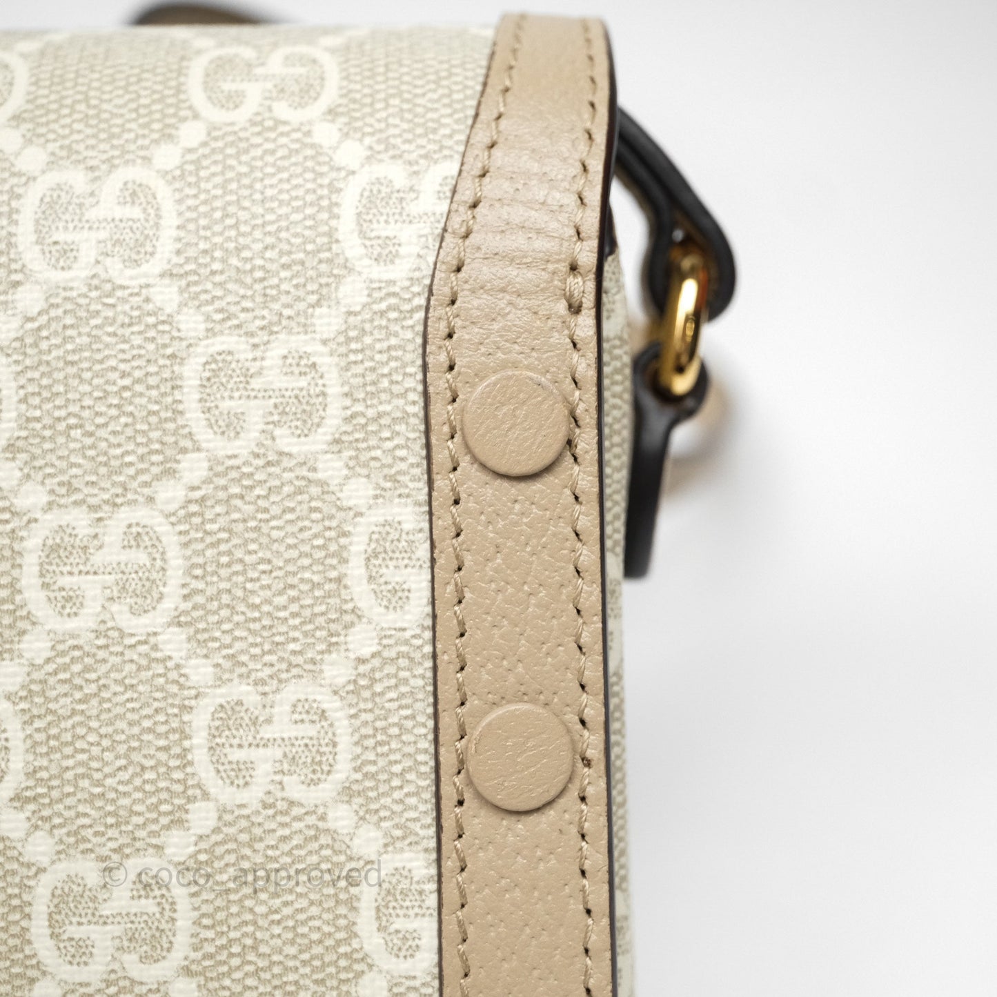 Gucci Horsebit 1955 Mini Bag Beige/White GG Supreme Canvas