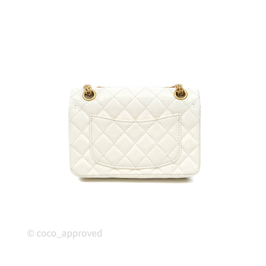 Chanel Mini Reissue 224 Ivory White Aged Calfskin Aged Gold Hardware
