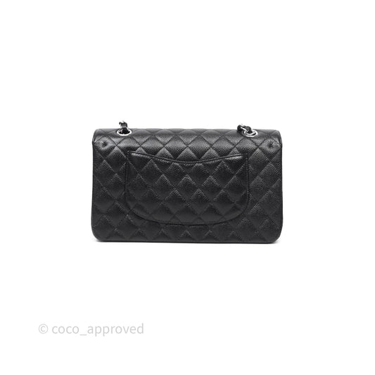 Chanel Classic M/L Medium Flap Quilted Black Caviar Silver Hardware