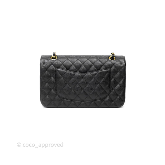 Chanel Classic M/L Medium Flap Quilted Black Caviar Gold Hardware