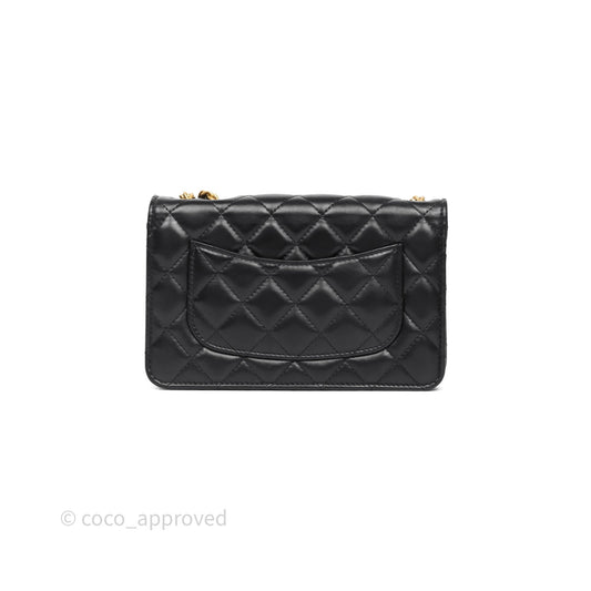 Chanel All Slide Wallet on Chain WOC Adjustable Chain Quilted Black Lambskin