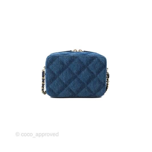 Chanel Quilted Camera Bag Denim Gold Hardware