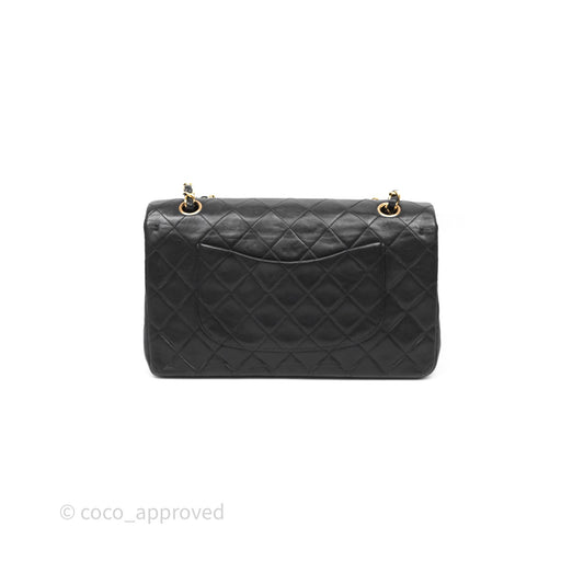Chanel Classic Vintage Double Flap M/L Black Lambskin Gold Hardware