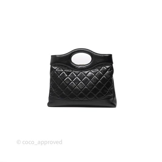 Chanel 31 Small Shopping Bag Shiny Lambskin Black Gold Hardware