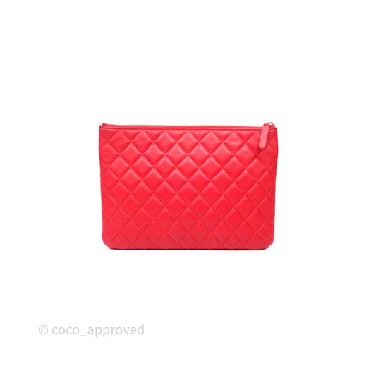 Chanel Flap O Case Clutch Red Lambskin Gold Hardware