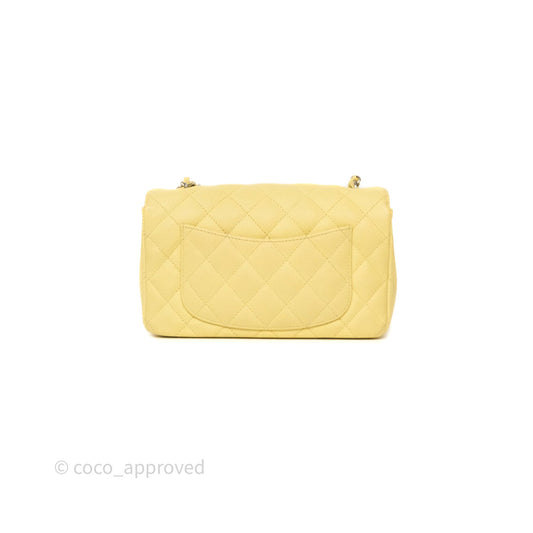 Chanel Mini Rectangular Quilted Yellow Caviar Silver Hardware