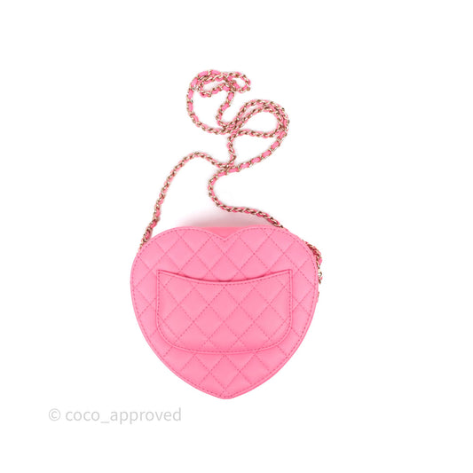 Chanel Large Heart Bag Pink Lambskin Gold Hardware