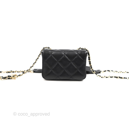 Chanel Bow Chain Belt Bag Black Lambskin Gold Hardware