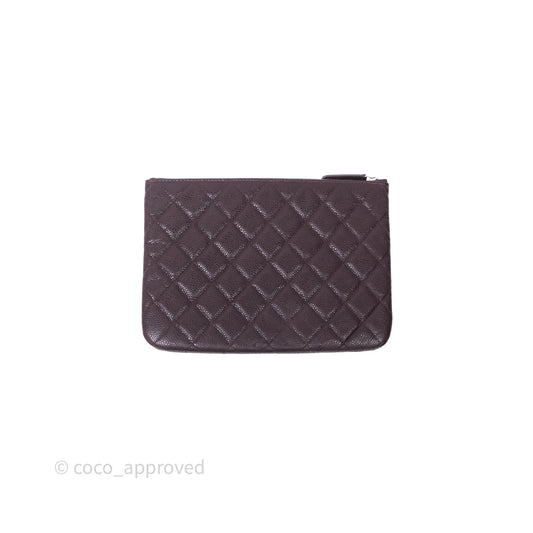 Chanel CC Pouch Caviar Dark Purple Silver Hardware