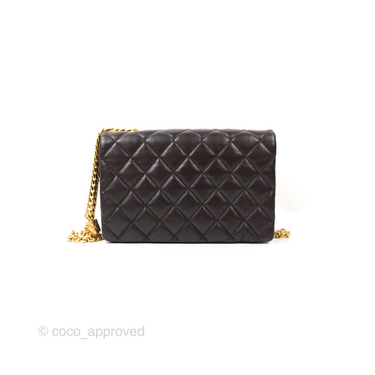 Chanel Flap Bag with Adjustable Strap Dark Brown Lambskin Aged Gold Hardware 22K