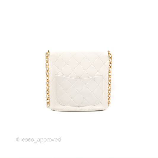 Chanel Hobo Bag White Calfskin Aged Gold Hardware 21S