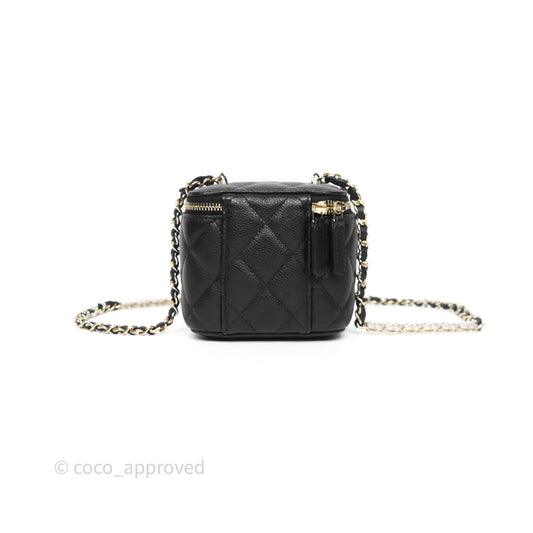 Chanel Mini Vanity With CC Chain Black Caviar Gold Hardware
