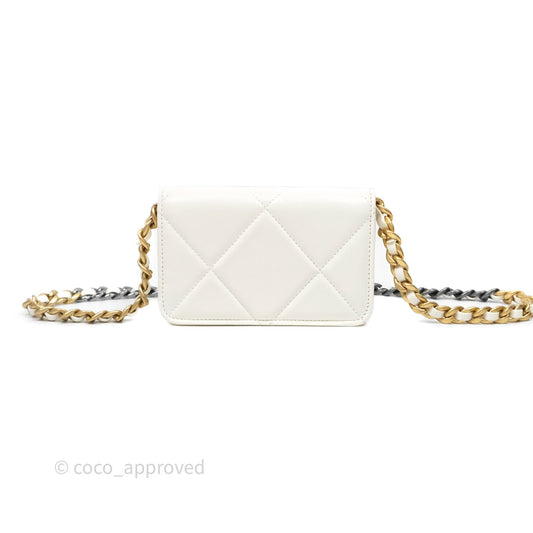 Chanel 19 Clutch With Chain Ivory White Lambskin Mixed Hardware