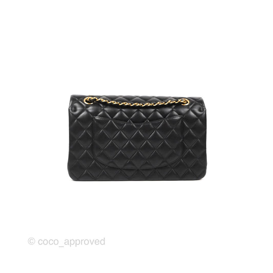 Chanel Classic M/L Medium Flap Quilted Black Lambskin Gold Hardware