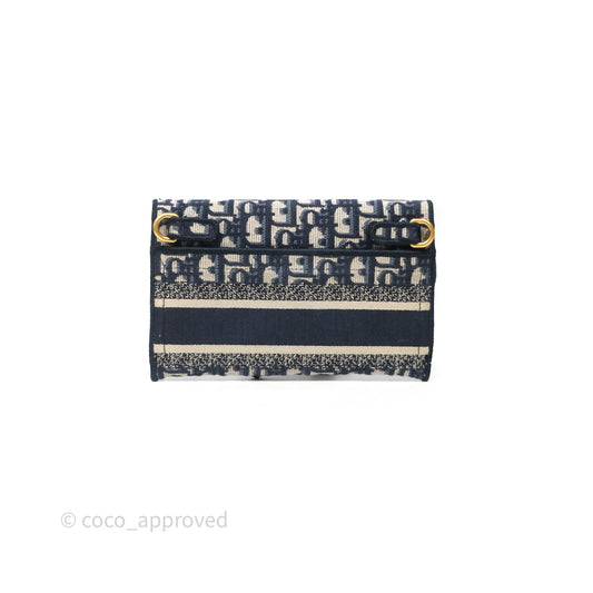 Christian Dior Navy Oblique Slim Saddle Pouch