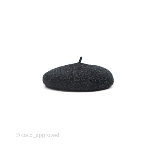 Chanel CC Black Glitter Beret