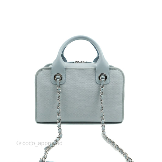 Chanel Deauville Bowling Bag Light Blue Silver Hardware 22c