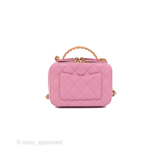 Chanel Caviar Quilted Pick Me Up Small Vanity Case Light Pink