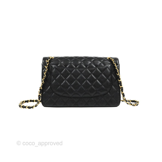 Chanel Jumbo Double Flap Black Caviar Gold Hardware