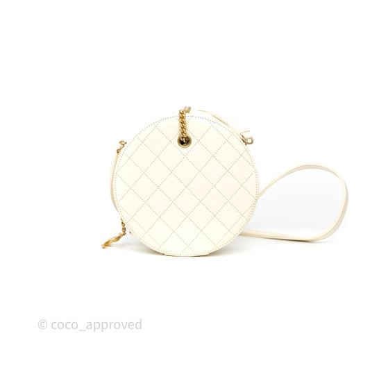 Chanel En Vogue Round Bag White Calfskin Aged Gold Hardware
