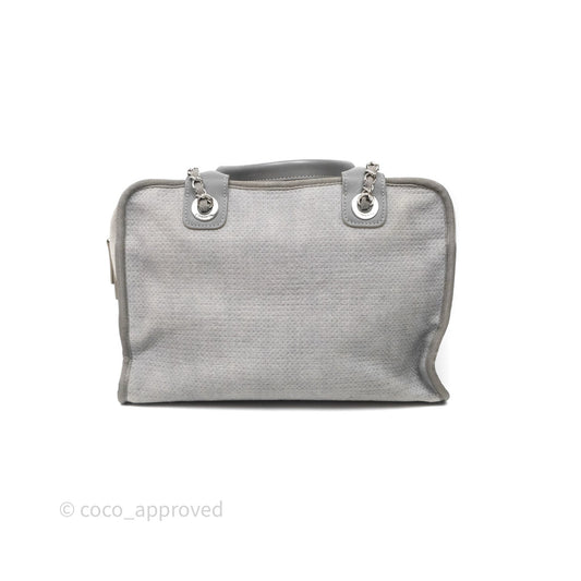 Chanel Deauville Bowling Bag Grey Silver Hardware