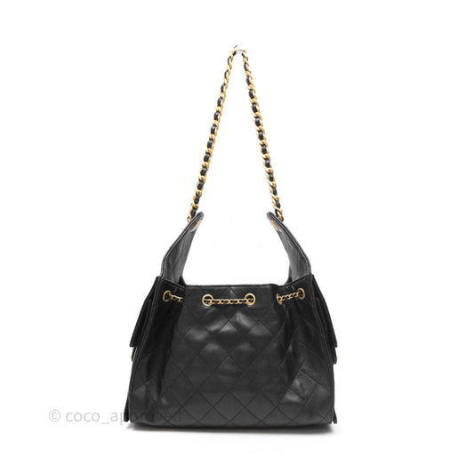 Chanel 25 Small Black Caviar Aged Gold Hardware