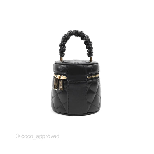 Chanel Mini Top Handle Vanity Case Black Shiny Lambskin Gold Hardware 22S