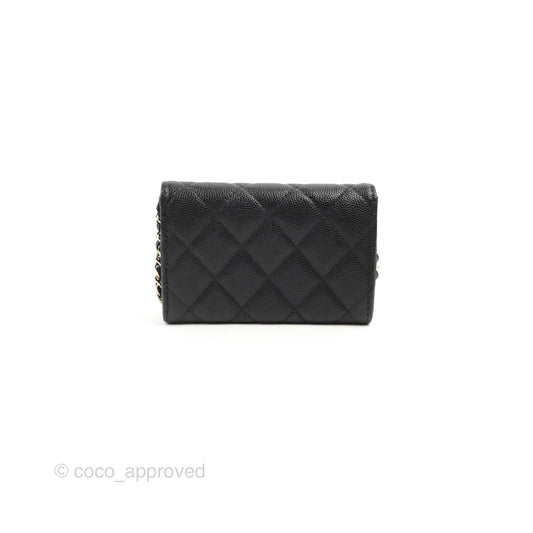Chanel Card Holder Belt Bag Black Caviar Gold Hardware 21P