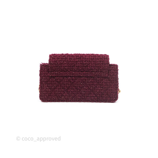 Chanel Clutch With Chain Red Tweed Aged Gold Hardware
