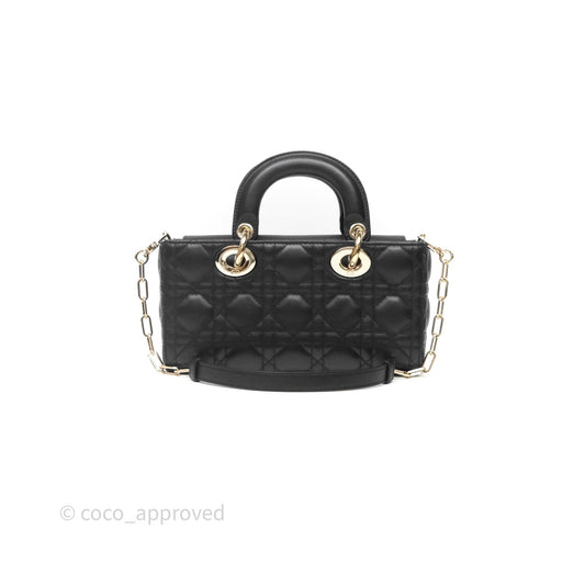 Dior Small Lady D-Joy Bag Black Lambskin Cannage Gold Hardware