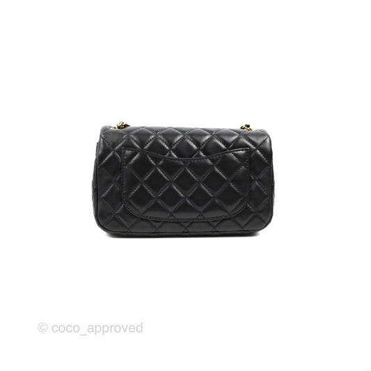 Chanel Mini Rectangular Pearl Crush Quilted Black Lambskin Gold Hardware