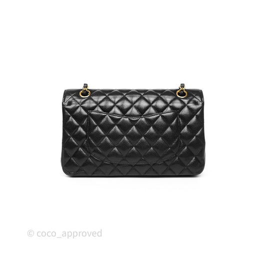 Chanel Classic M/L Medium Flap Quilted Black Caviar Gold Hardware