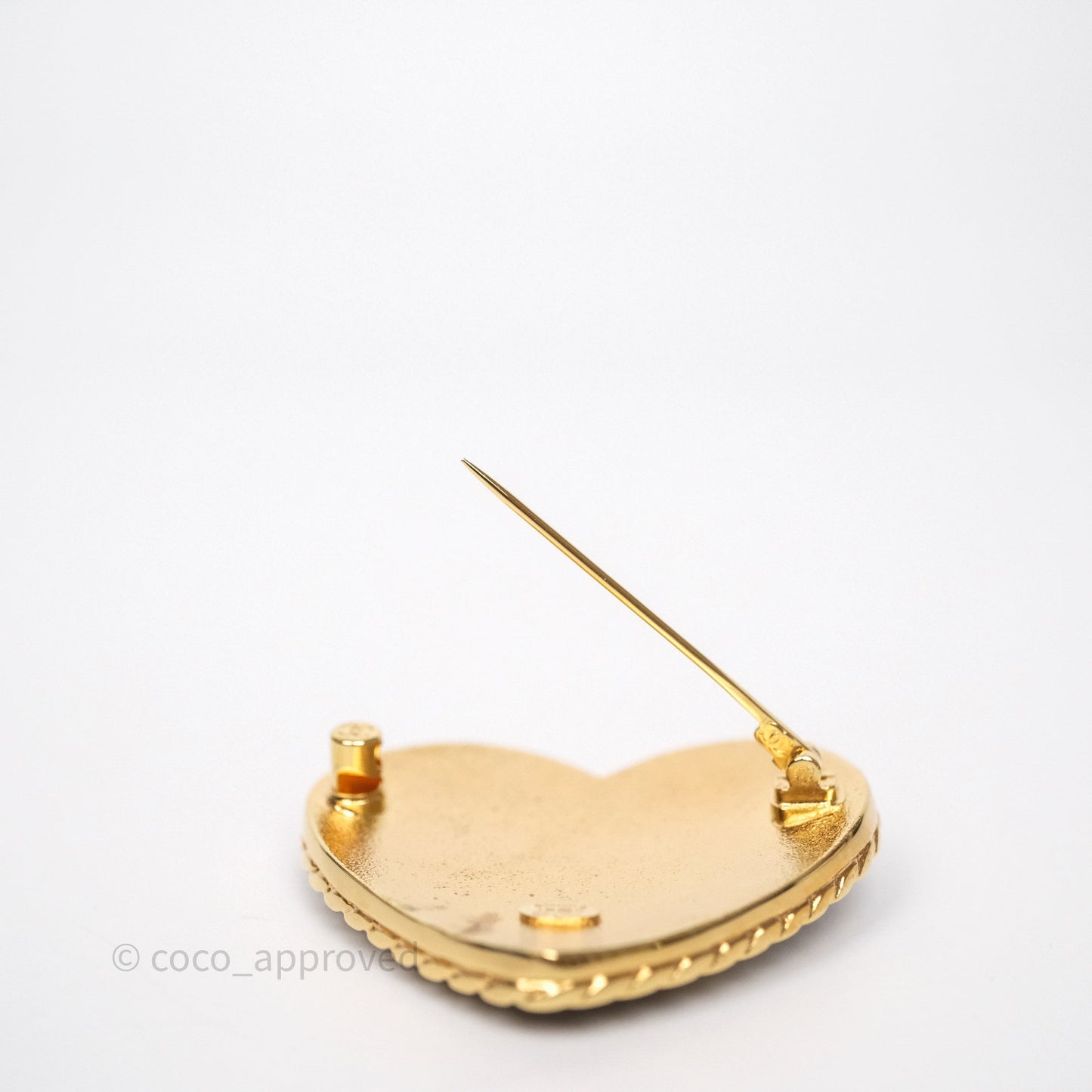 Chanel Denim Heart CC Brooch Gold Tone 24P