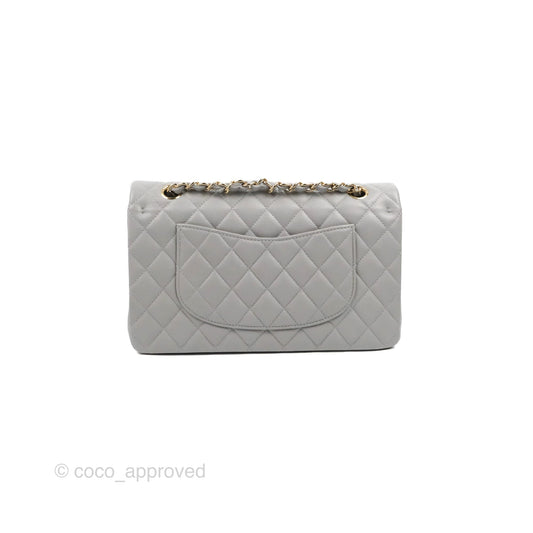 Chanel Classic M/L Medium Double Flap Grey Caviar Gold Hardware