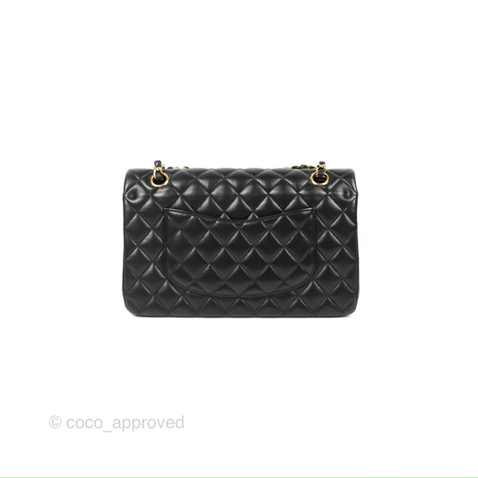 Chanel Classic M/L Medium Flap Quilted Black Lambskin Gold Hardware