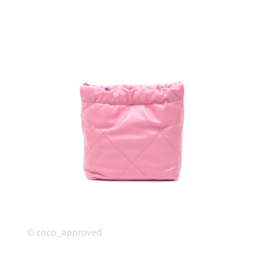 Chanel 22 Mini Bag Pink Crumpled Calfskin Silver Hardware