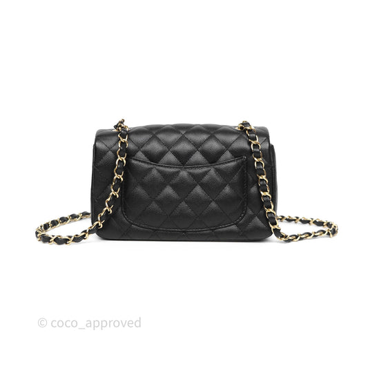 Chanel Mini Rectangular Flap Quilted Black Caviar Gold Hardware