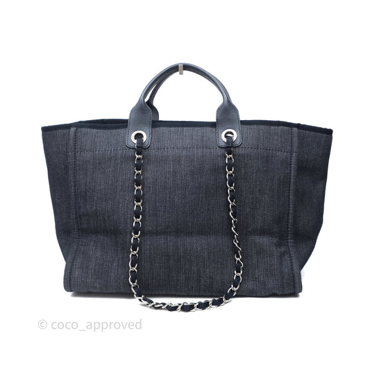Chanel Large Deauville Tote Denim Canvas Silver Hardware