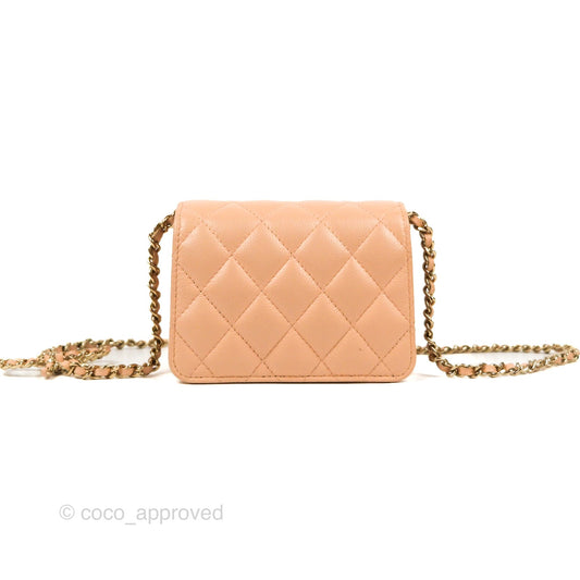 Chanel Mini Clutch with Ribbon Bow Chain Orange Claire Caviar 23S